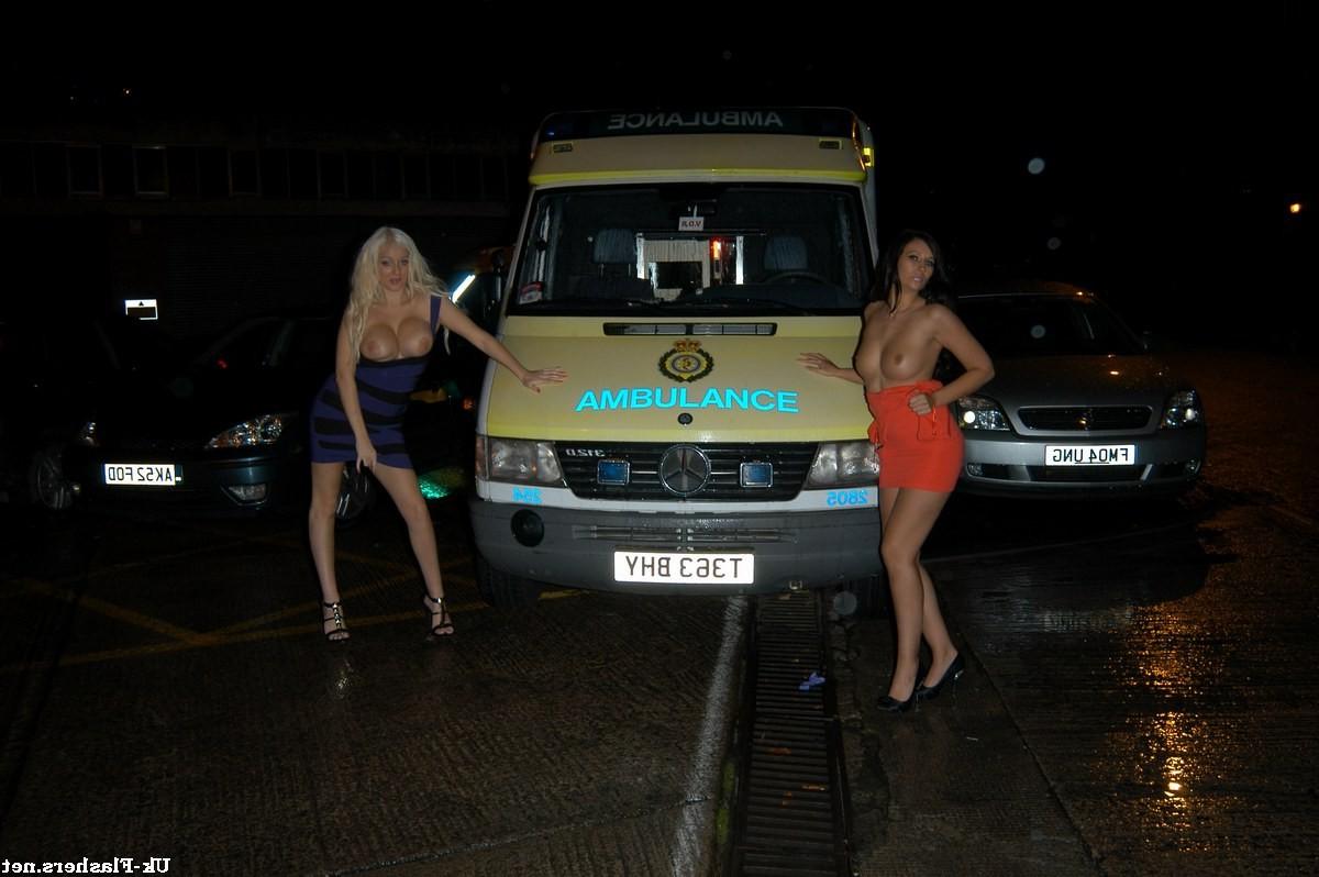 16P Firebrigade flashing and big tits nude in public by uk pornstars Gemma Maddock a