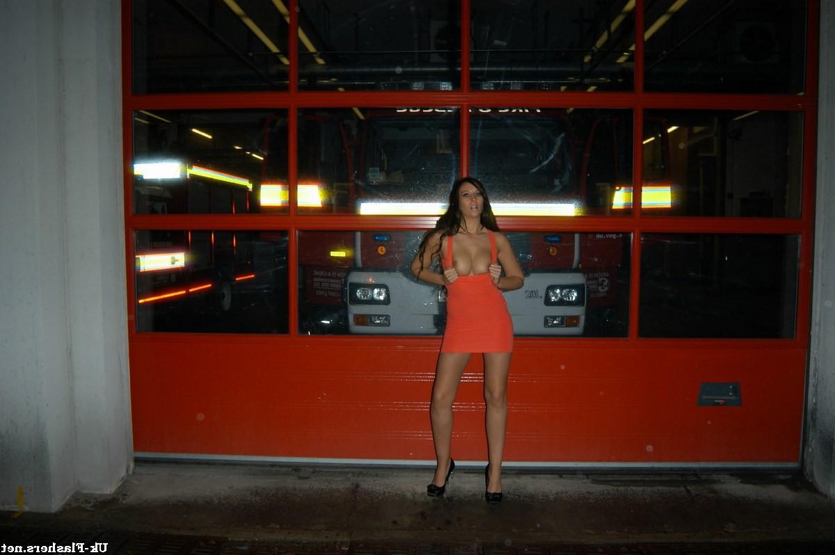 16P Firebrigade flashing and big tits nude in public by uk pornstars Gemma Maddock a