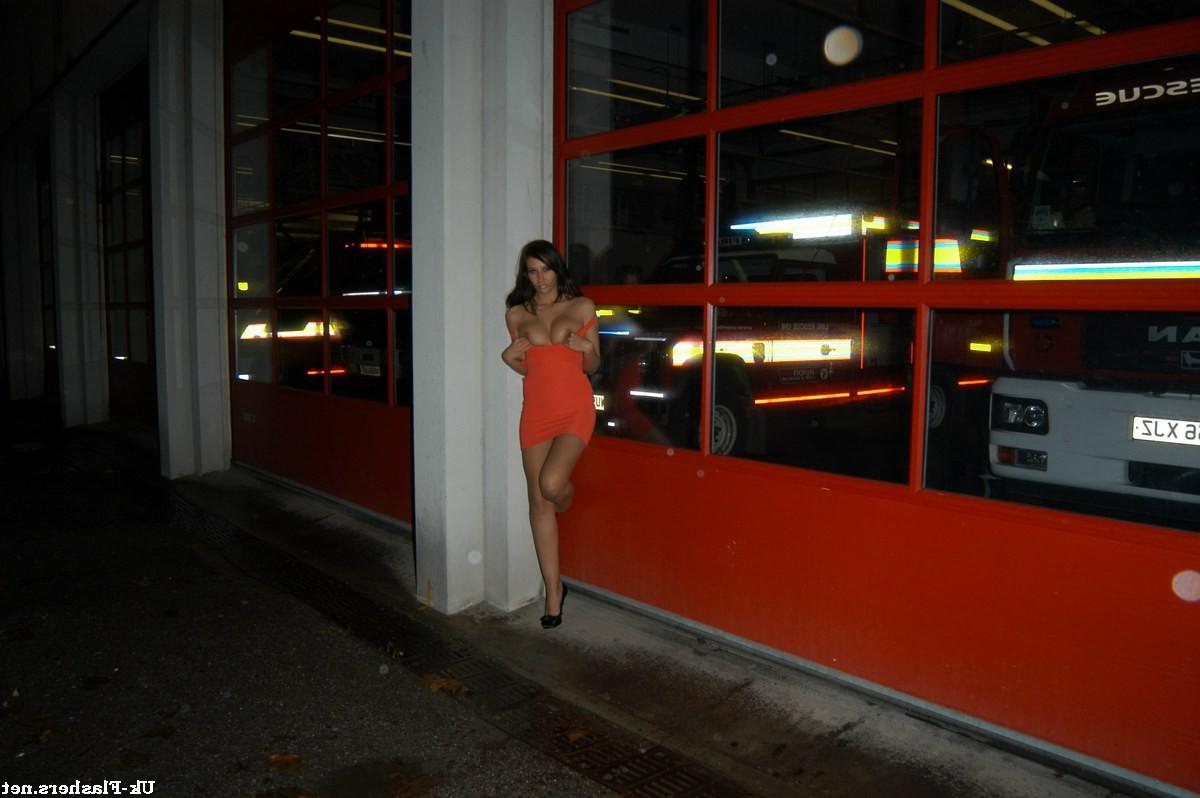16P Firebrigade flashing and big tits nude in public by uk pornstars Gemma Maddock a