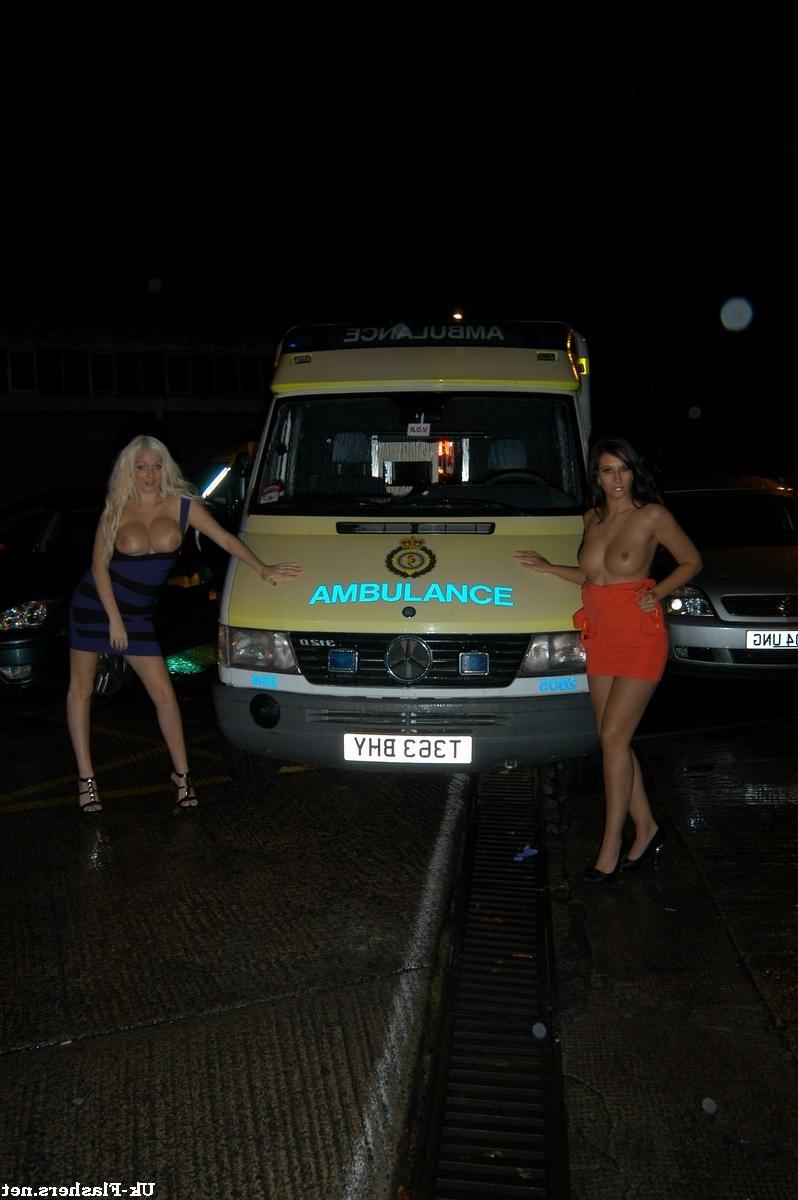 16P Firebrigade flashing and big tits nude in public by uk pornstars Gemma Maddock a