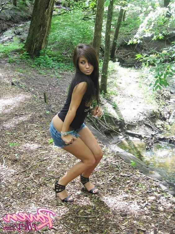 16P Raven Riley posing in sexy lingerie in public