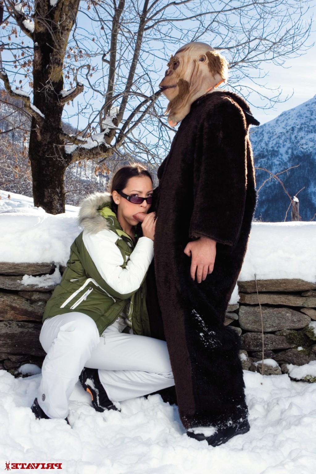 15P Hottie Sabrina Sweet having hardcore sex in the snow