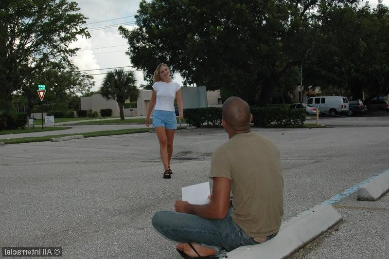 15P White girl taking care of a big black cock
