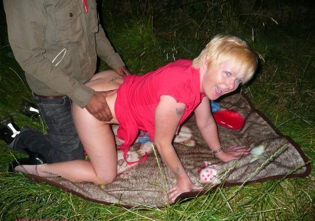 15P Horny milf blonde sucking long black cock dry