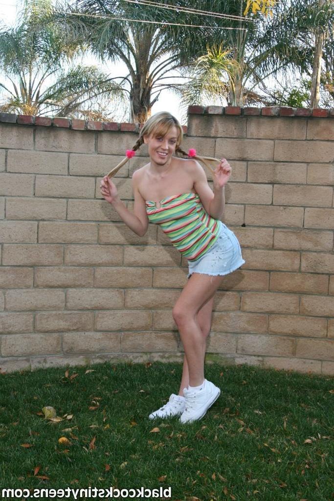 17P Blonde teen in pigtails takes black cock