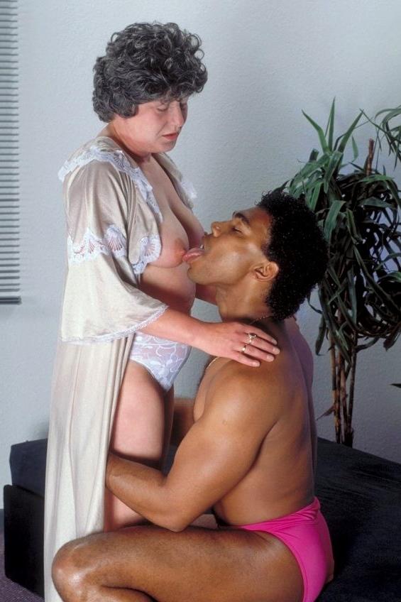 16P Nasty old grandma gets big black cock and sticky cum on her tits