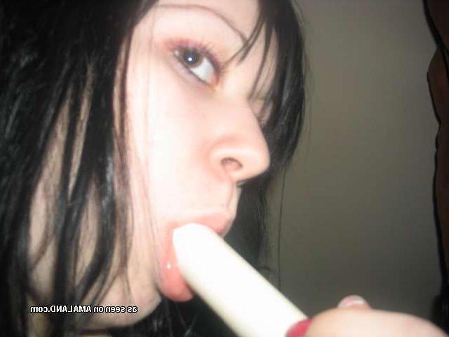 16P BBW slut sucking her dildo and masturbating