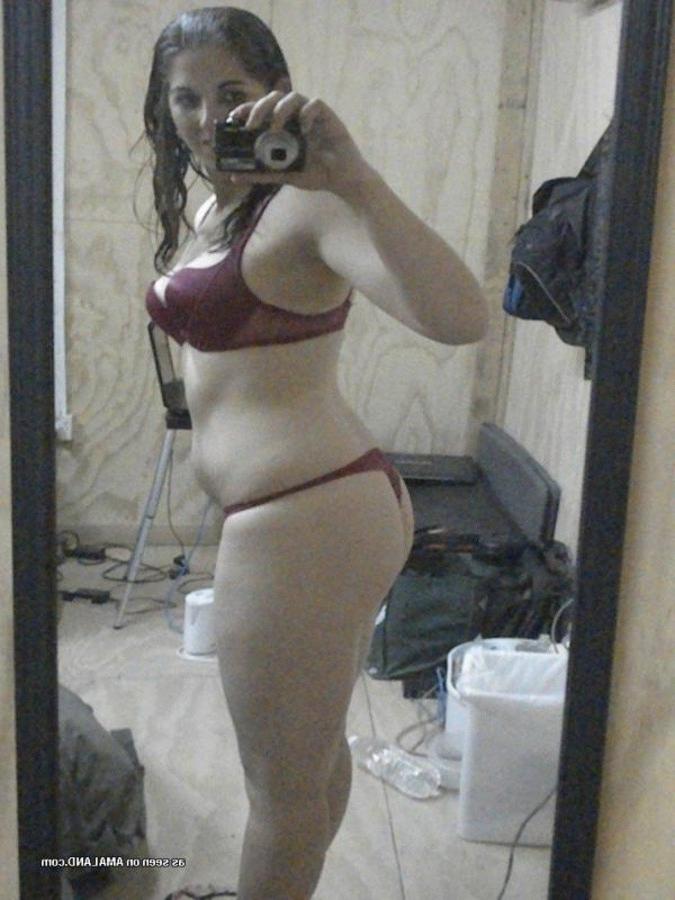 10P Chubby brunette GF gets naked while selfshooting