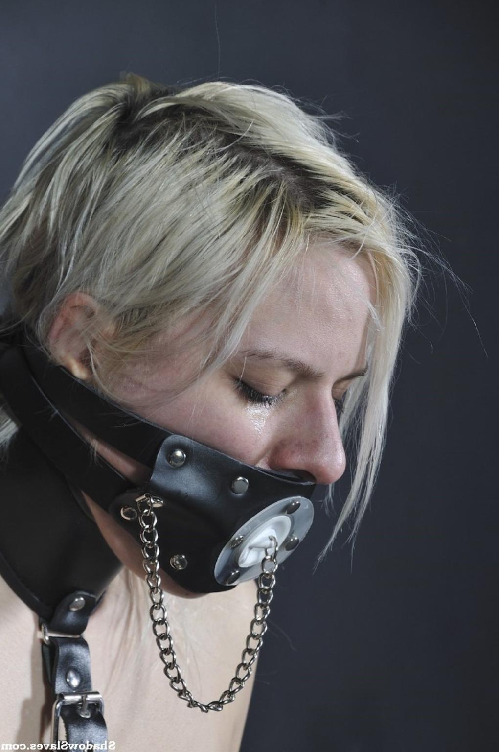 16P Leather bondage and nipple clamps of sensory deprived Chaos