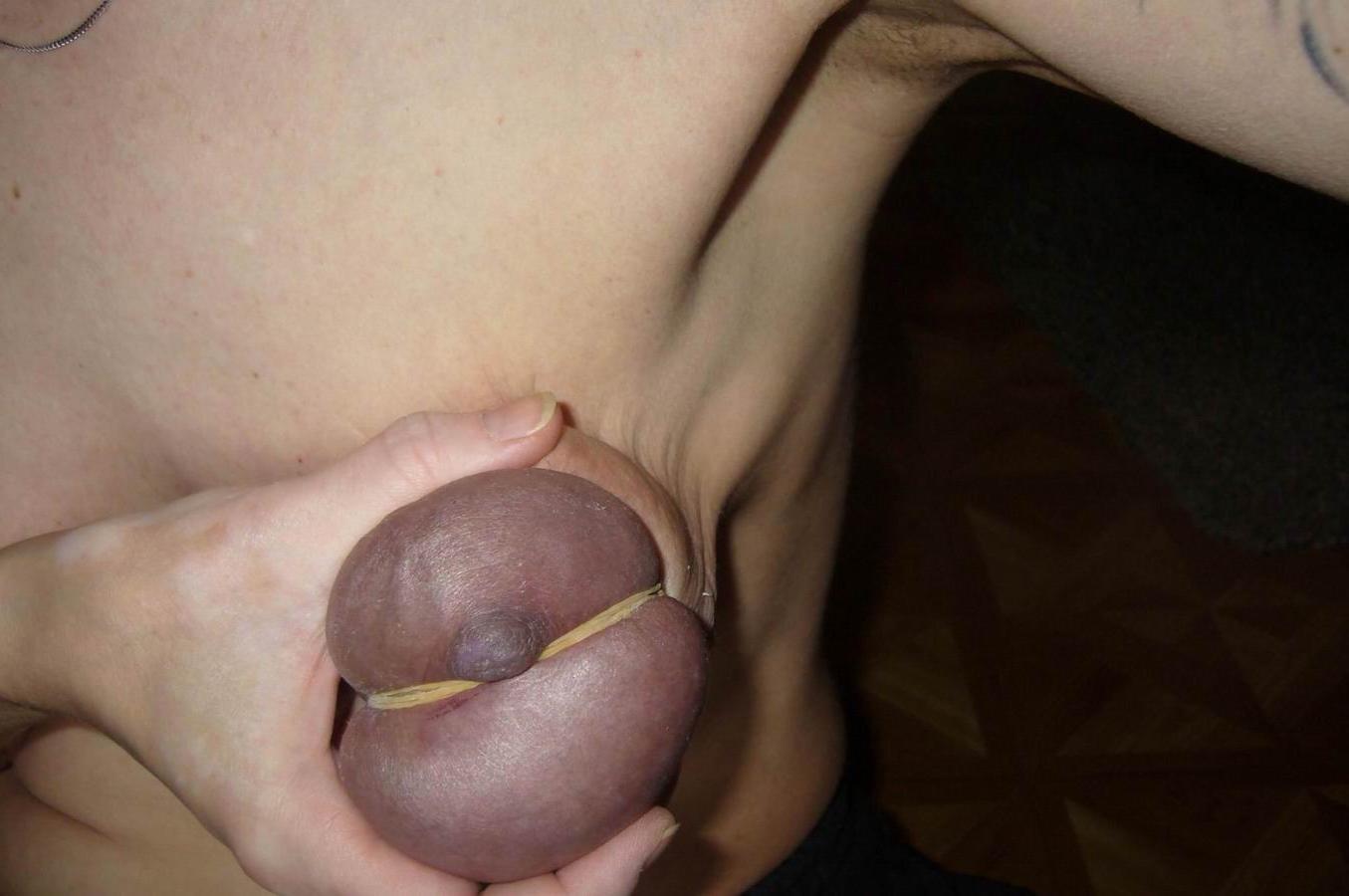 15P Real huge nipples gets pierced and bounded