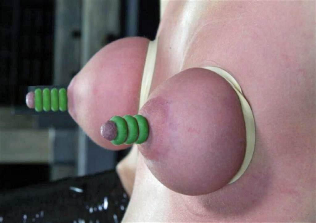 15P Real huge nipples gets pierced and bounded
