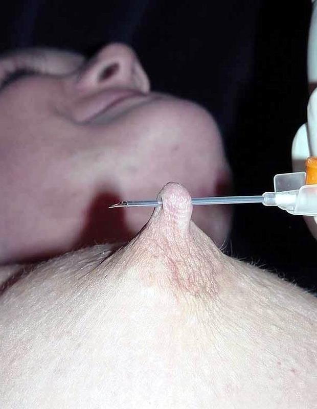15P Real huge nipples gets pierced and bounded