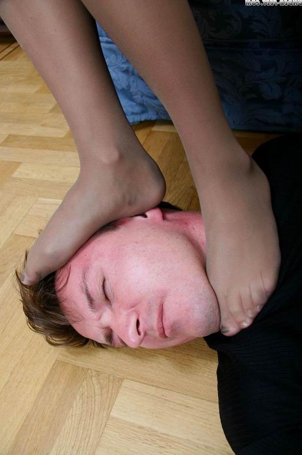 16P Smooth and severe Mistress trampling a freak with her cute feet in stokings