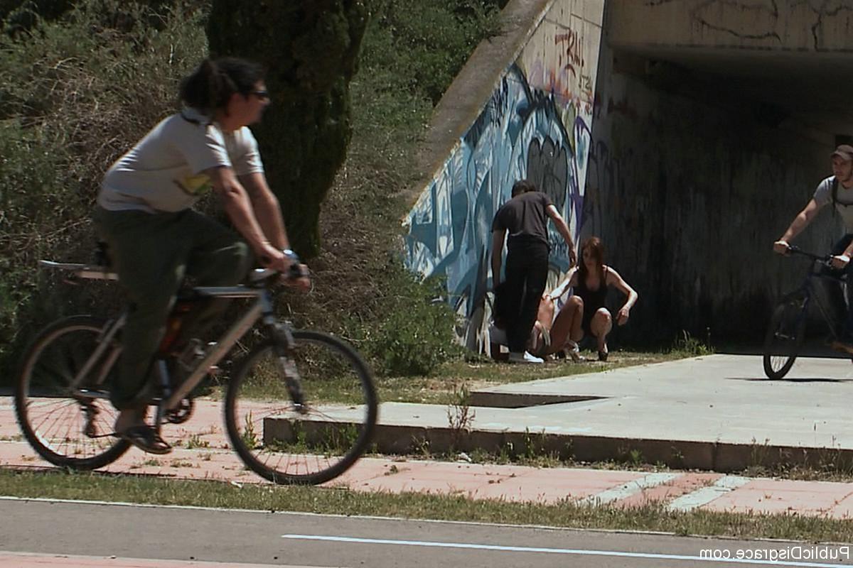 24P Sexy latina gets tied up and fucked outdoor in public places