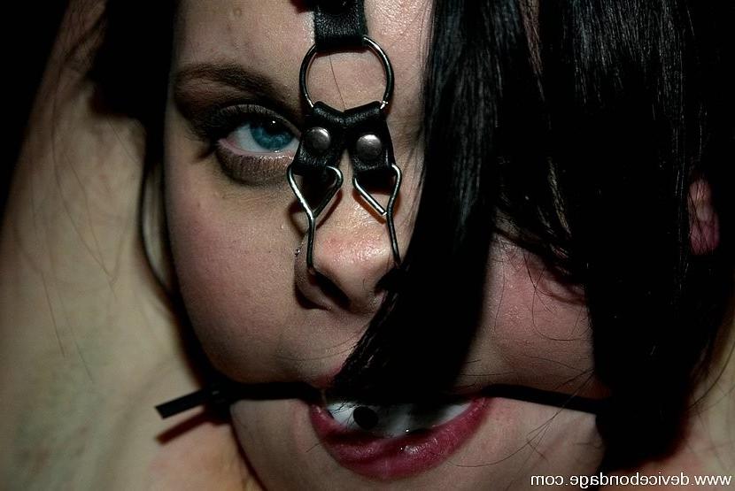 15P First Timer Raina Verene is strap bound her pussy clamp exposed