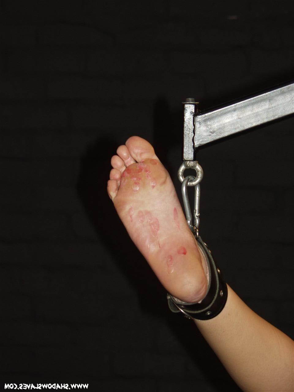 16P Bound feet punished and foot fetish hotwax punishment of restrained blonde amate