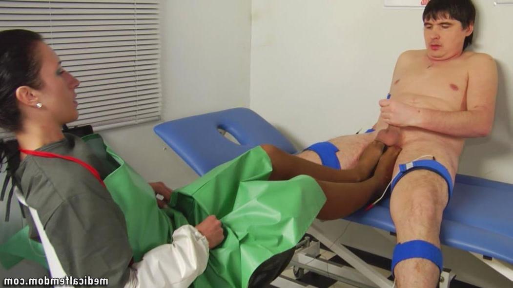 12P Medical domina in stockings teases a wanking guy