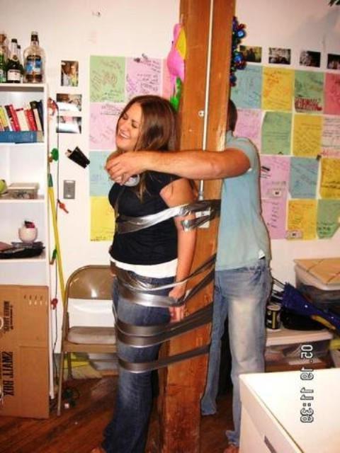 12P Cute school girl tied to a chair