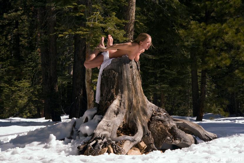 15P Amber tied to a tree, Nina dragged through the snow and Dia fucked on a stump