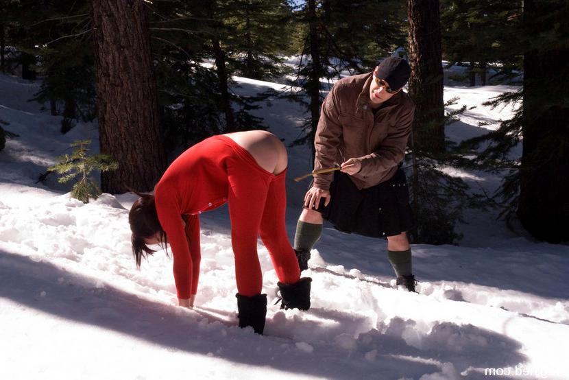 15P Amber tied to a tree, Nina dragged through the snow and Dia fucked on a stump