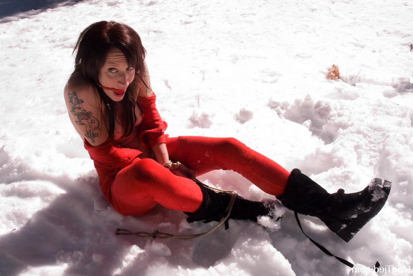 15P Amber tied to a tree, Nina dragged through the snow and Dia fucked on a stump