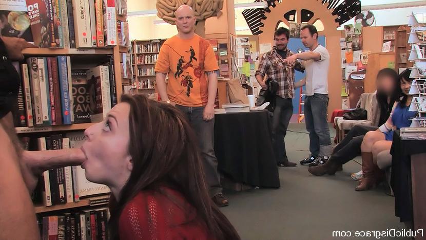 15P Redheaded bookworm Amber Keen gets humilated and fucked in a bookstore