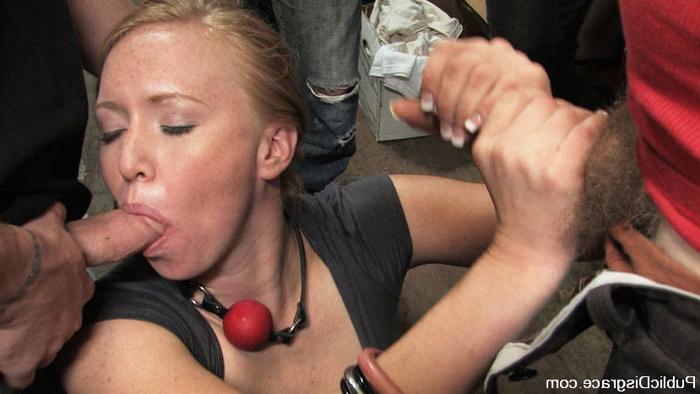 15P Filthy cumslut Ami Emerson sucking multiple cocks in public