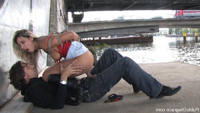 15P Worthless slut Daria Glower forced to suck dick in public