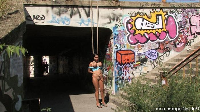 15P Black Yasmin sucks cock and gets tit fucked in public
