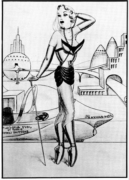 15P very old vintage female bondage art