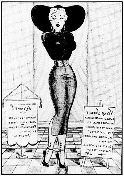 15P very old vintage female bondage art