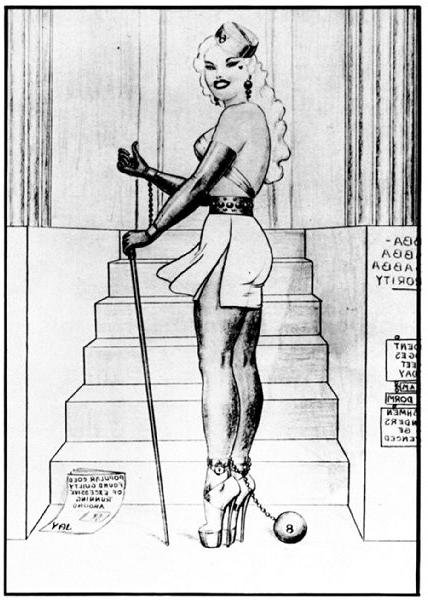 15P very old vintage female bondage art