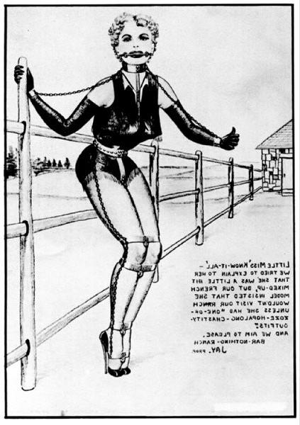 15P very old vintage female bondage art