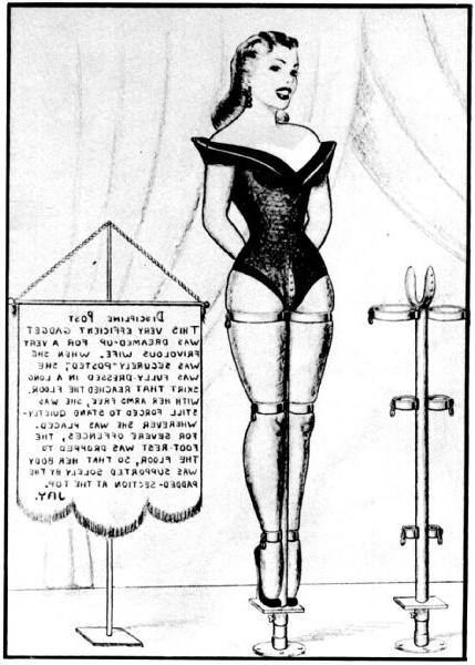 15P very old vintage female bondage art