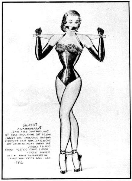 15P very old vintage female bondage art