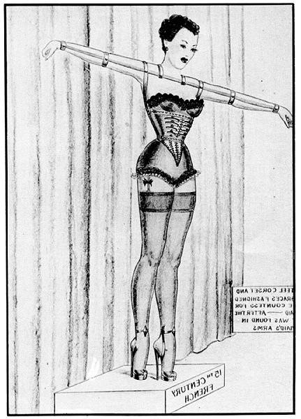 15P very old vintage female bondage art