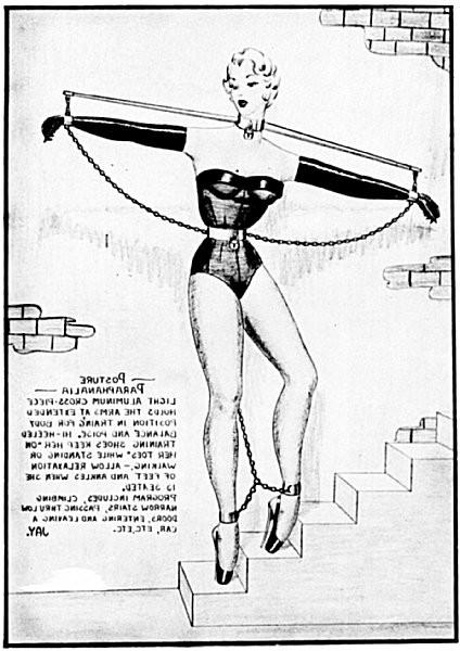 15P very old vintage female bondage art
