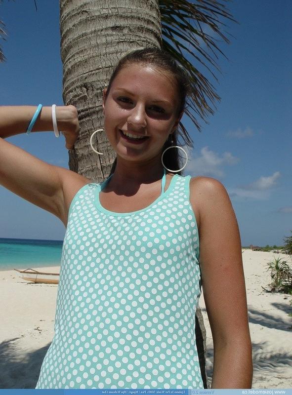 16P Topless teen at beach