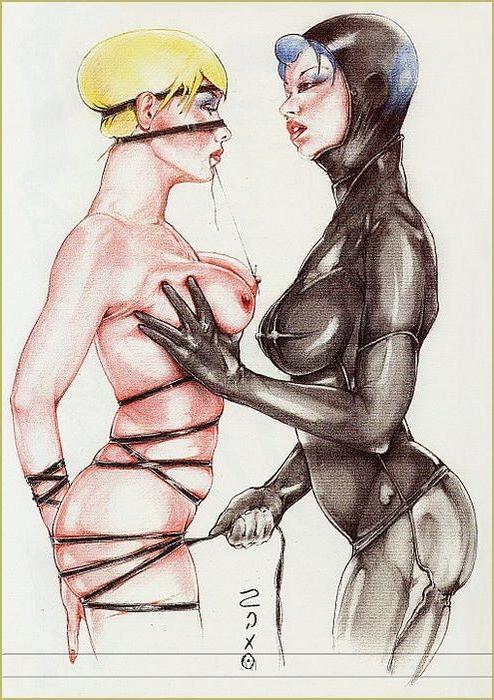 15P bizarre strong women in leather fetish