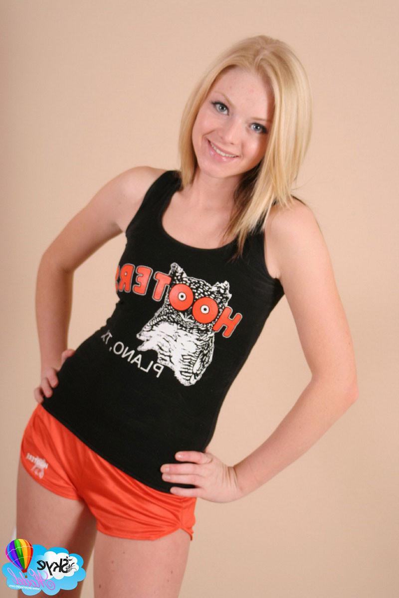 16P Cute teen Skye teases in her tight little hooters outfit