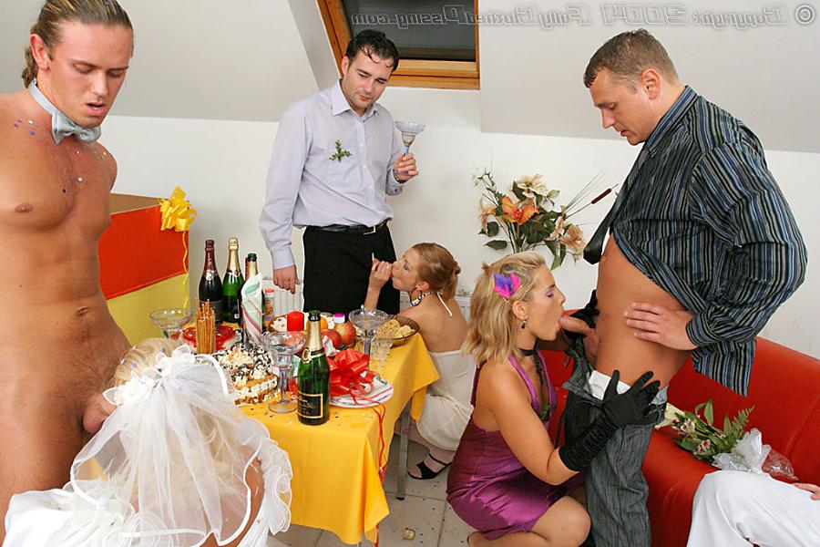 16P Bride facialized and pissed on in group pissing orgy