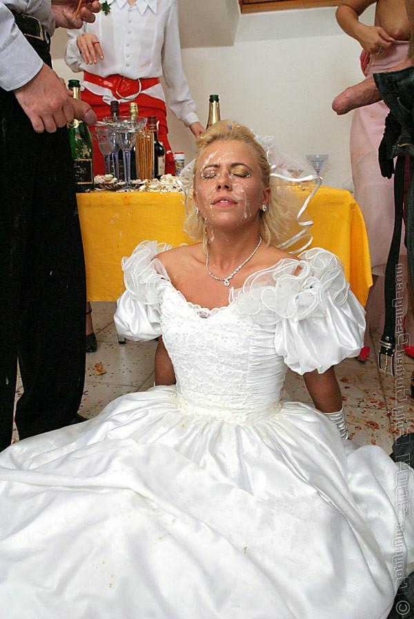 16P Bride facialized and pissed on in group pissing orgy