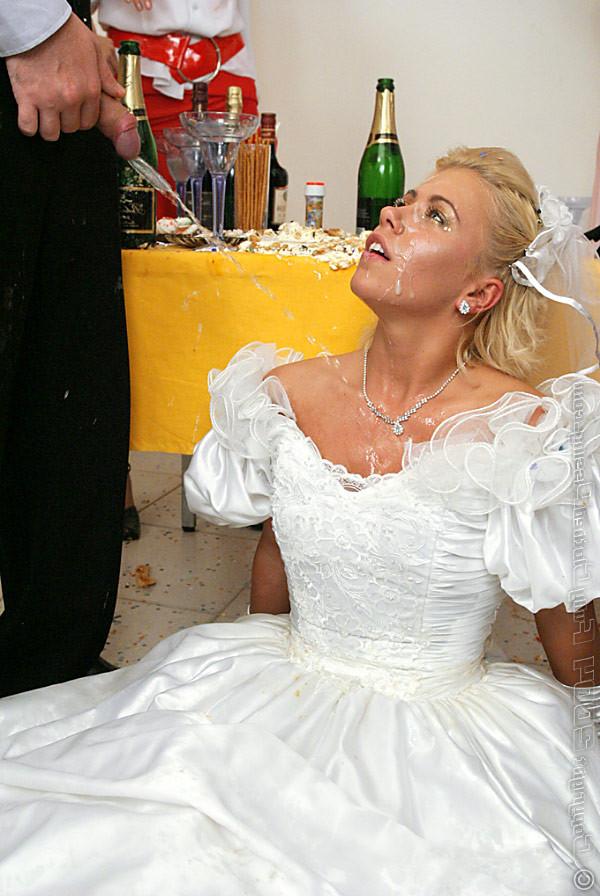 16P Bride facialized and pissed on in group pissing orgy