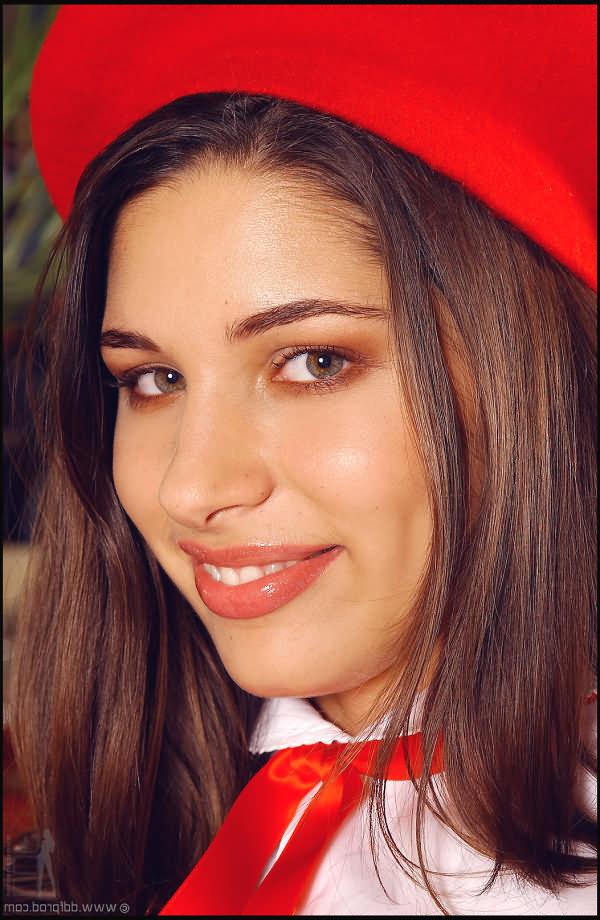 16P Gorgeous girl Zafira in red cap play with toy