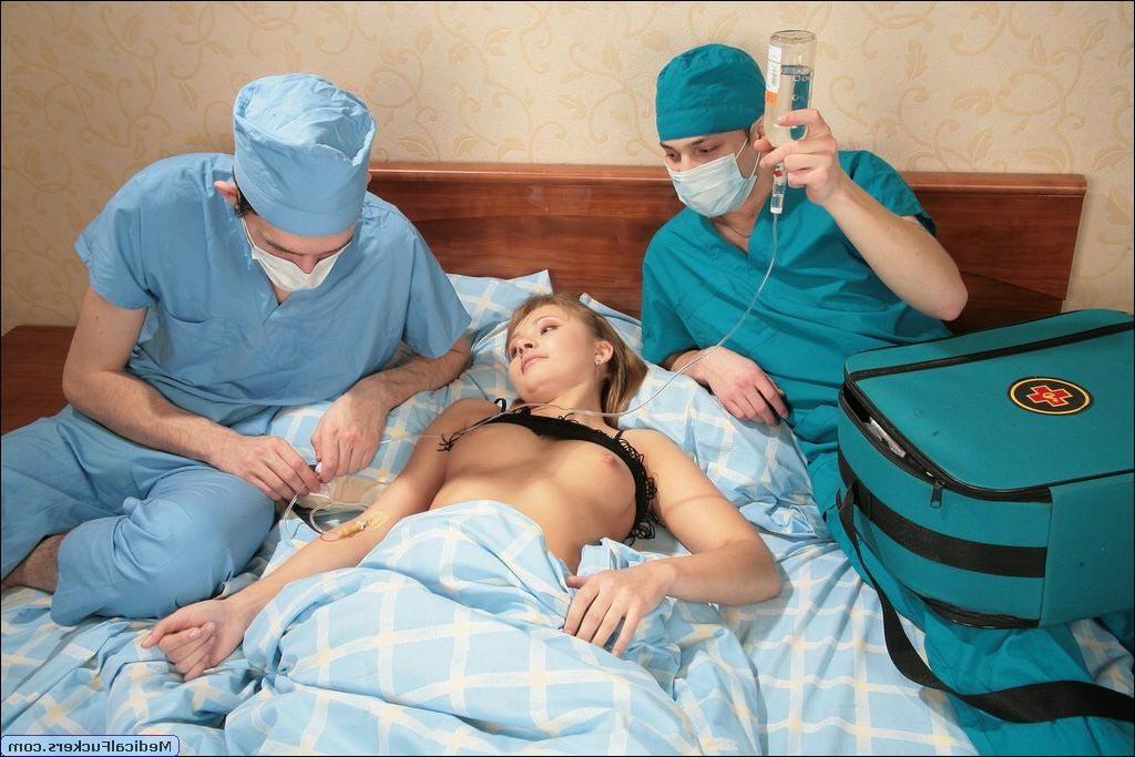 15P Two nasty male doctors examining their cute naive sexy patient