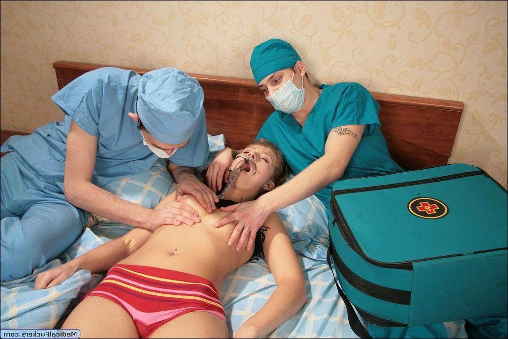 15P Two nasty male doctors examining their cute naive sexy patient