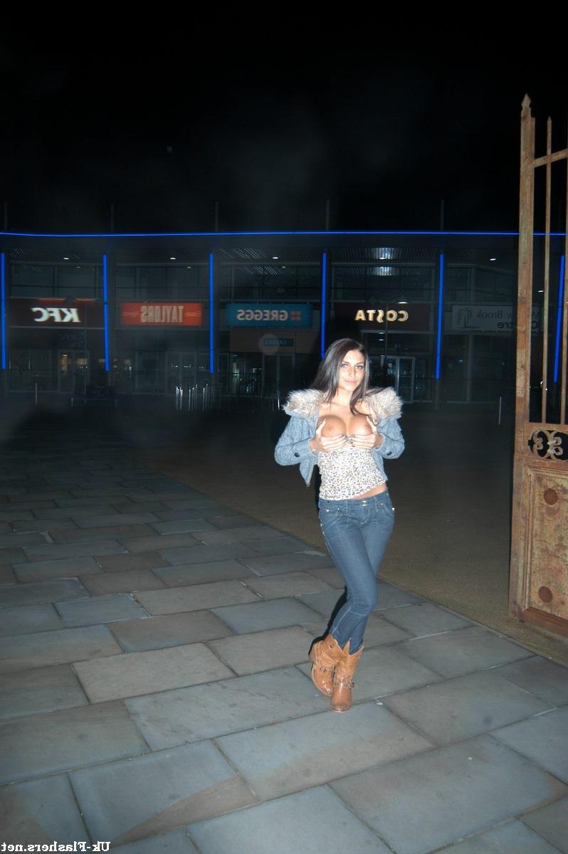 14P Busty flashing pornstar Dolly Delights public nudity and downtown exhibitionism 