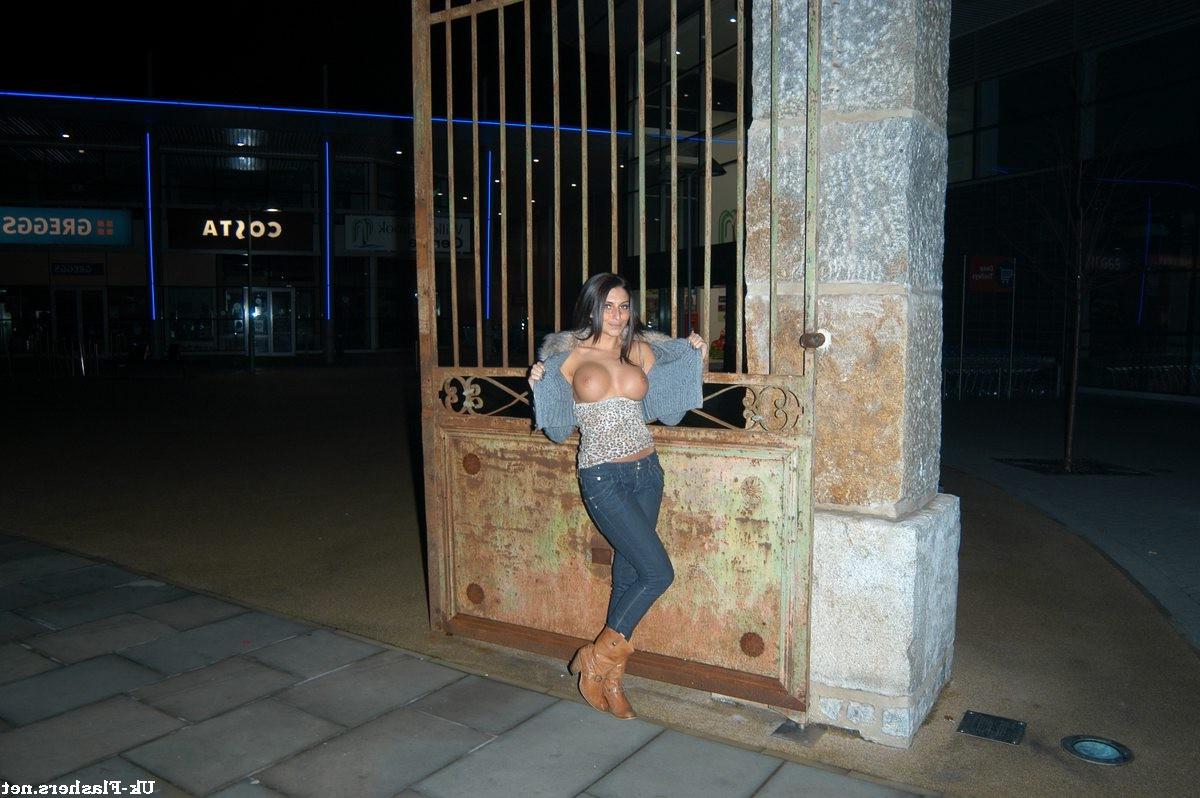14P Busty flashing pornstar Dolly Delights public nudity and downtown exhibitionism 