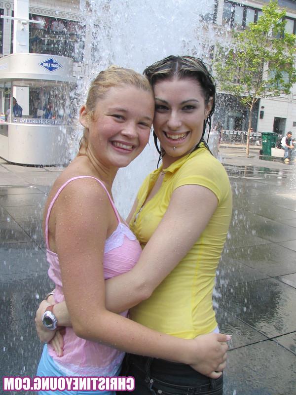 15P Two naughty teens kissing and posing on their holiday