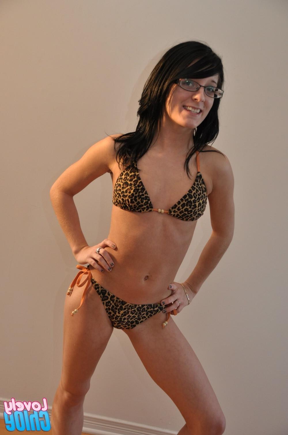 16P Skinny teen in glasses